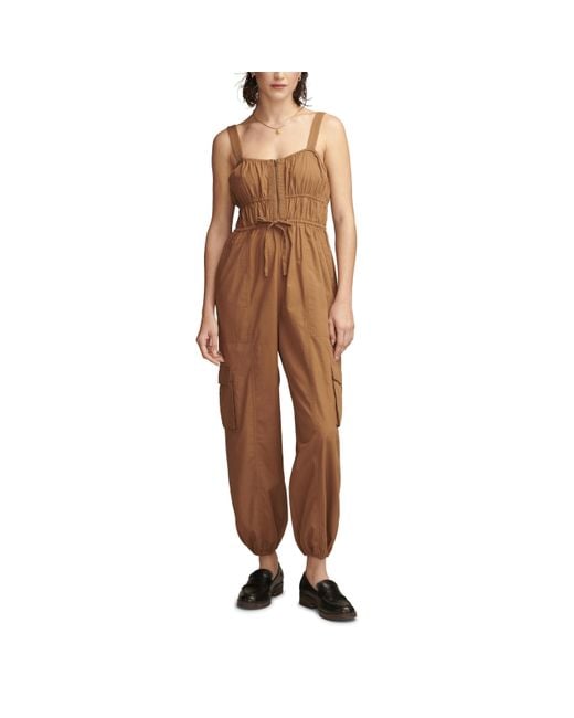 Lucky Brand Brown Military Jumpsuit
