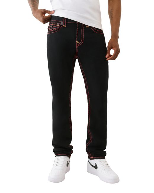 True Religion Black Stacked Rocco Super T Flap Jeans – Slim Stacked Fit & Flap for men