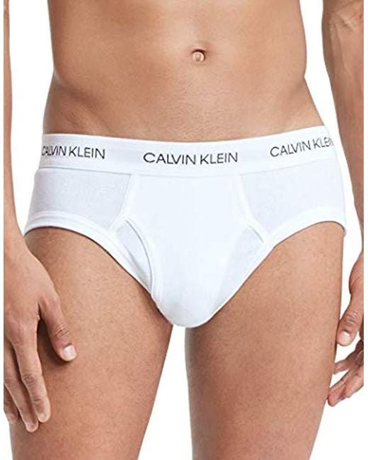 Calvin Klein White Underwear Cotton Statement 1981 Low Rise Fly Front Briefs for men