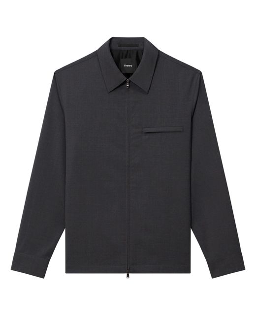 Theory Blue Overshirt Travel Jacket In Motion Wool for men