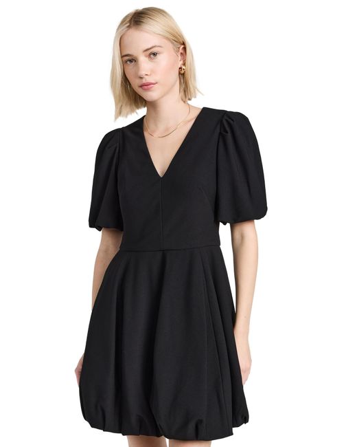 Shoshanna Black Nova V-neck Short Sleeve Bubble Hem Mini Dress