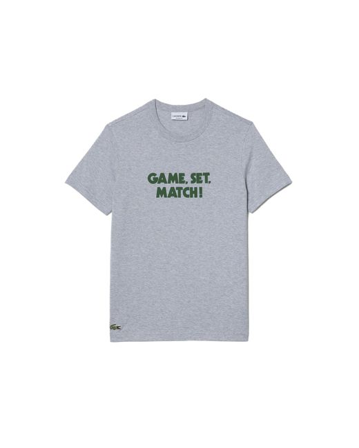 Lacoste Gray Short Sleeve Relaxed Fit Tee Shirt W/crocodile Wording