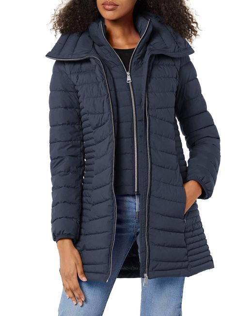 DKNY Everyday Outerwear Packable Stretchy Jacket in Blue | Lyst