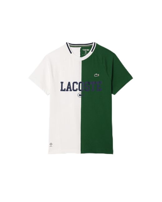 Lacoste Green Short Sleeve Regular Fit Colorblocked Tennis Tee Shirt for men
