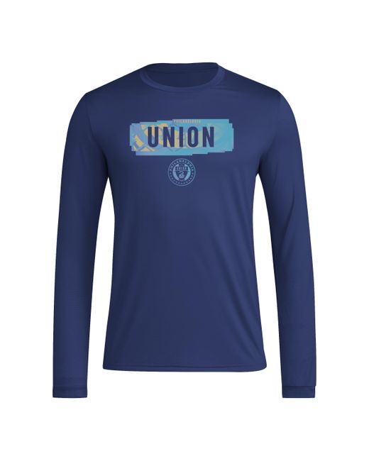 Adidas Blue Size Long Sleeve Pre-game T-shirt for men