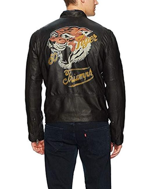 Lucky Brand Triumph Tiger Bonneville Leather Jacket in Black for Men