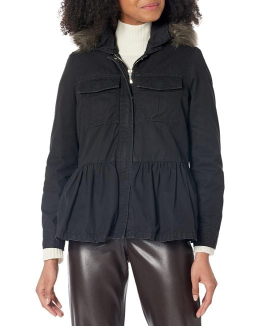 Kate Spade Black Rent The Runway Pre-loved Faux Fur Military Jacket