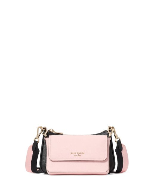 Kate Spade Pink Double Up Colorblocked Pebbled Leather Crossbody