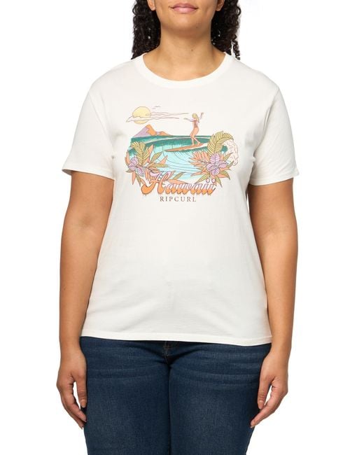 Rip Curl White Standard Fit Short Sleeve Crew T-shirt