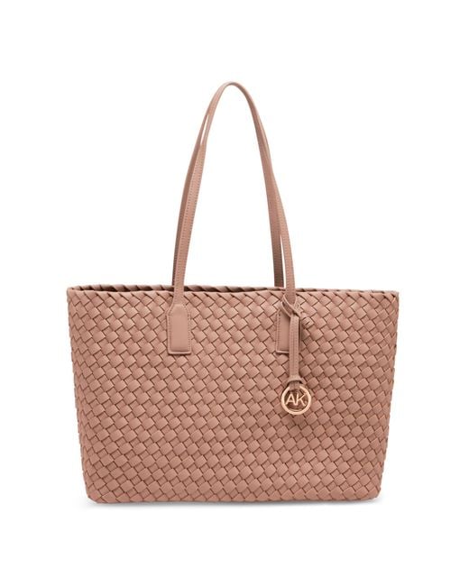 Anne Klein Pink Woven Tote With Pouch