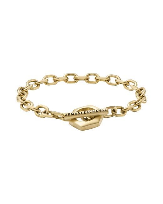 Emporio Armani Metallic Armani Exchange Gold-tone Stainless Steel Chain Bracelet for men