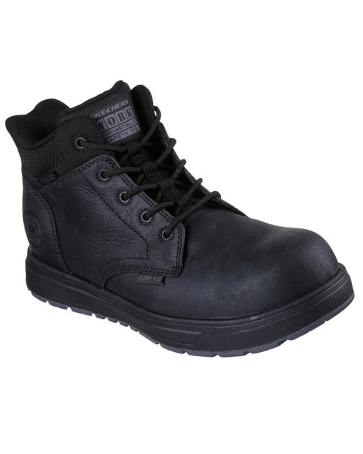 Skechers Black Hands Free Slip Ins Safety Cupsole Composite Toe Industrial Boot for men