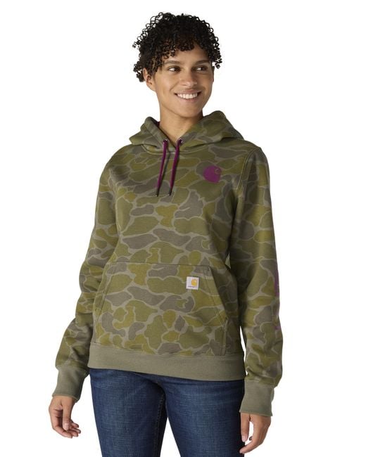 Carhartt Women's Green Relaxed Fit Midweight Logo Sleeve