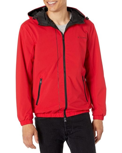 Emporio Armani Red A | X Armani Exchange Nylon Line Logo Jacket for men