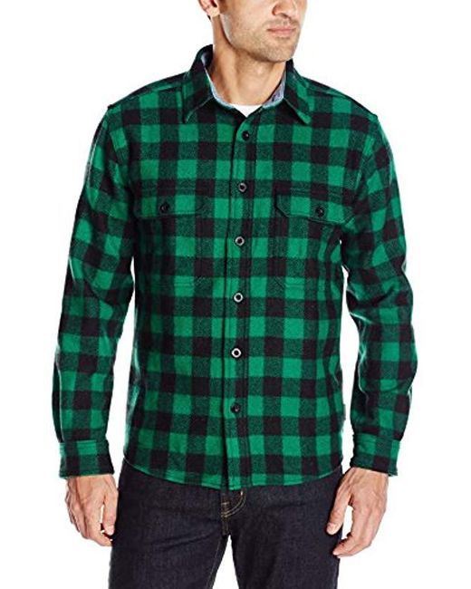 Woolrich Green Wool-blend Buffalo-plaid Shirt for men