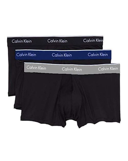 Lyst - Calvin Klein Underwear Micro Plus 3 Pack Low Rise Trunks in Blue ...