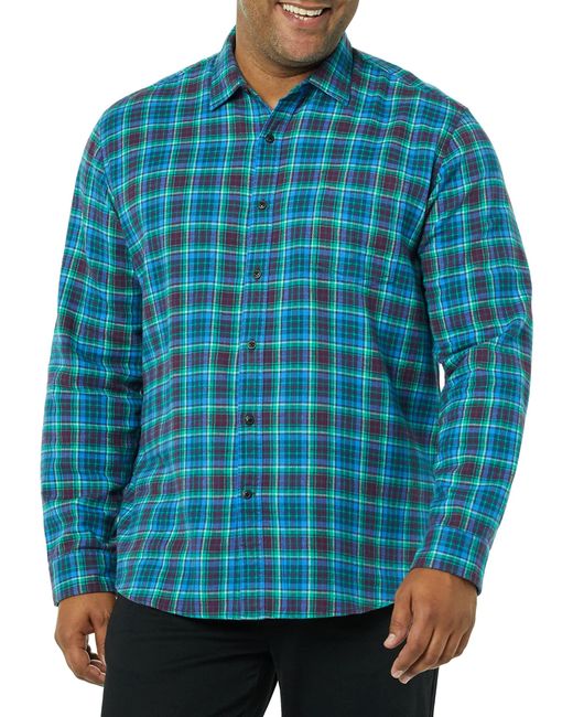 Amazon Essentials Blue Long-sleeve Flannel Shirt for men