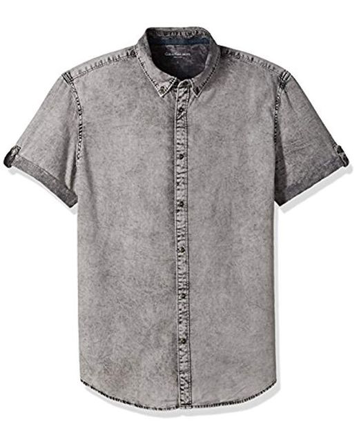 Download Lyst - Calvin Klein Jeans Short Sleeve Denim Button Down ...