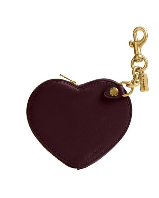 COACH Purple Glovetanned Leather Heart Coin Purse