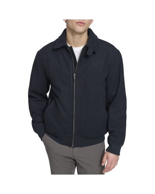 Dockers Men's Blue Wool Blend Harrington Bomber