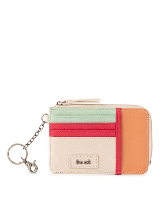 The Sak Pink Iris Slotted Card Wallet In Leather