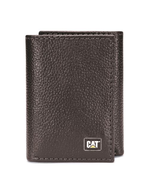 Caterpillar Leather Trifold Wallet With Enamel Logo in Black for Men Lyst