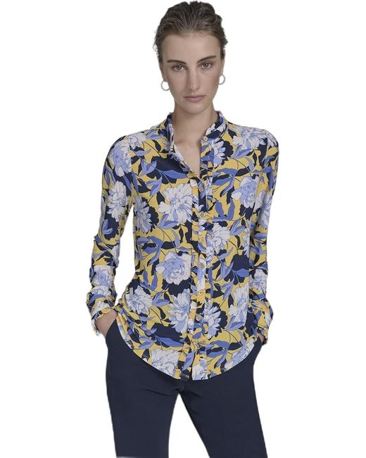 Tommy Hilfiger Black Long Sleeve Button Up Ruffle Placket Blouse