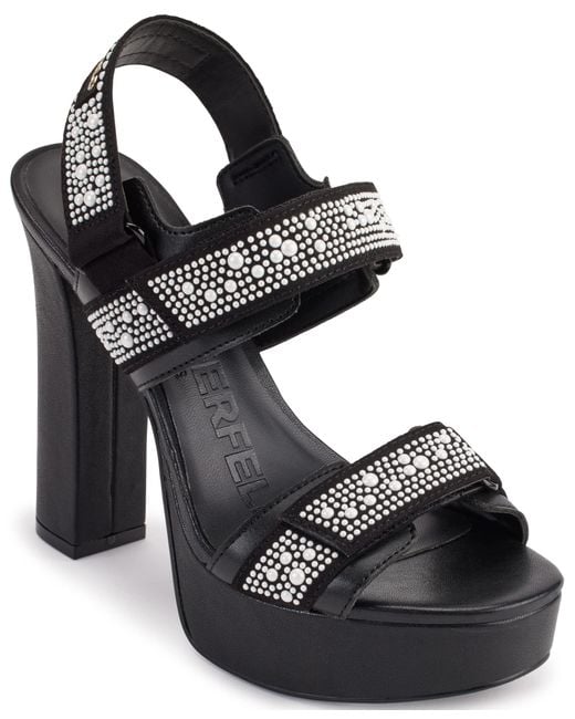 Karl Lagerfeld Black Paris Alessia Pearl Studs Platform Heel Ankle Boot