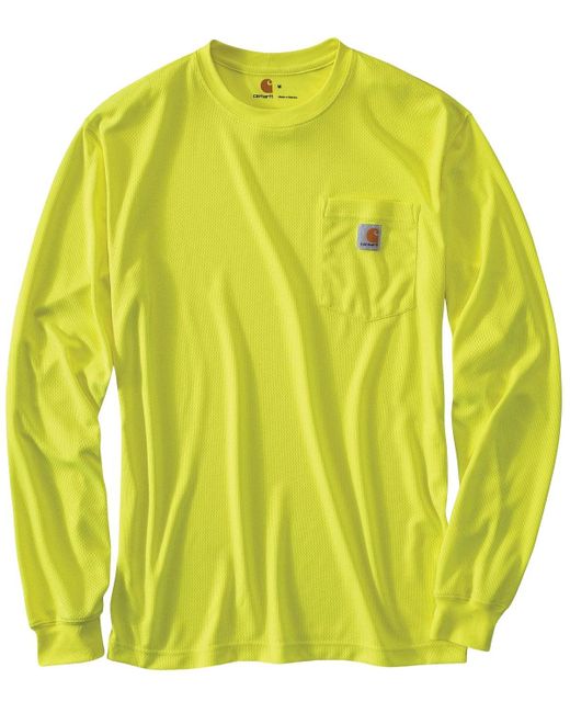 Carhartt Yellow Mens High Visibility Force Color Enhanced Long Sleeve T-shirt for men