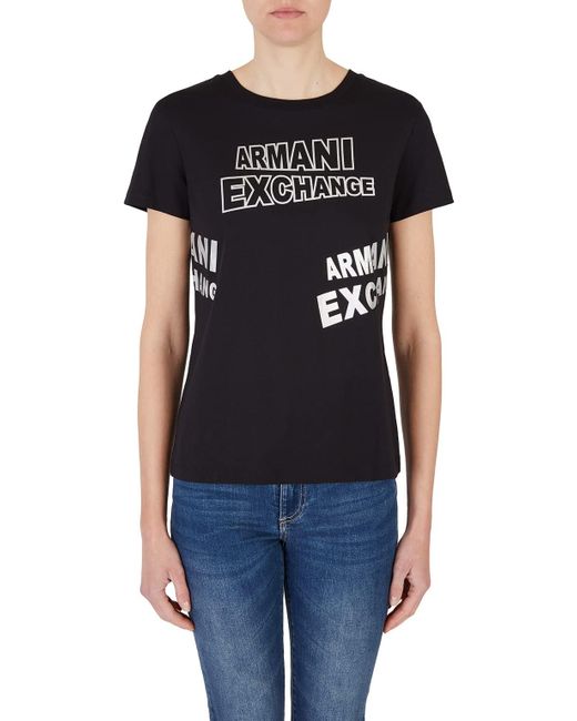 Emporio Armani Black A | X Armani Exchange Crew Neck Password Print Reg Fit Shirt