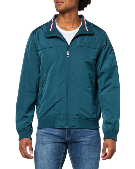 Tommy Hilfiger Blue Performance Faux Memory Bomber Jacket for men