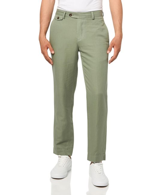 Brooks Brothers Green Cbt Ml Linen Cotton Pant Plain Regular for men