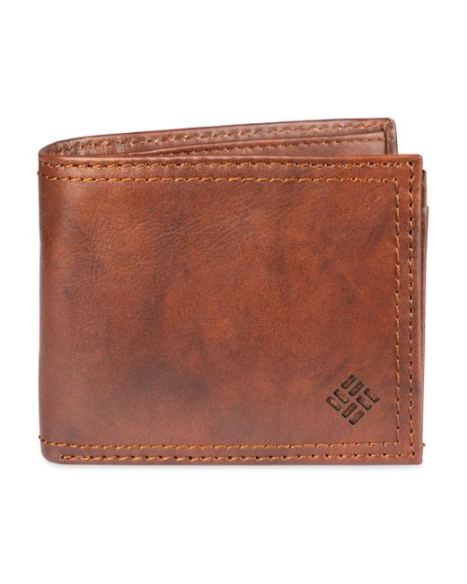 Columbia Leather Extra Capacity Slimfold Wallet,light Brown for men