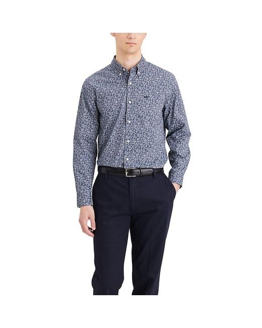 Dockers Green Classic Fit Long Sleeve Signature Comfort Flex Shirt for men