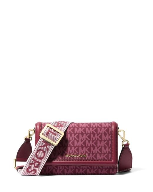 Michael Kors Purple Jet Set Small Logo Print Woven Smartphone Crossbody Bag