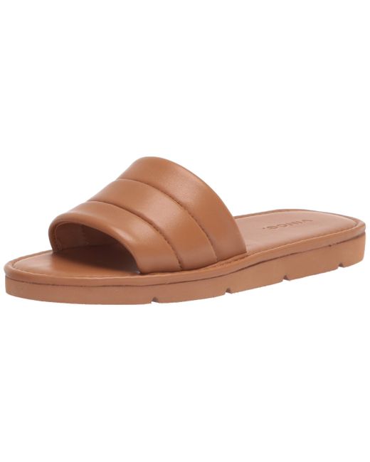 Vince Leather Olina Slide Sandal in Tan (Natural) | Lyst