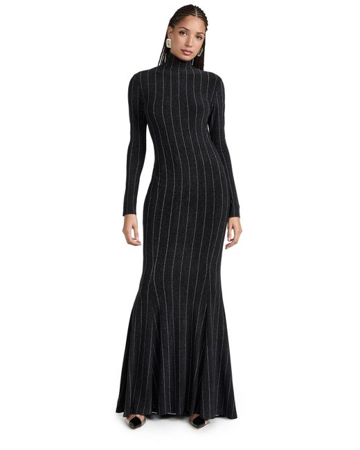 Norma Kamali Long Sleeve Turtle Fishtail Gown in Black | Lyst