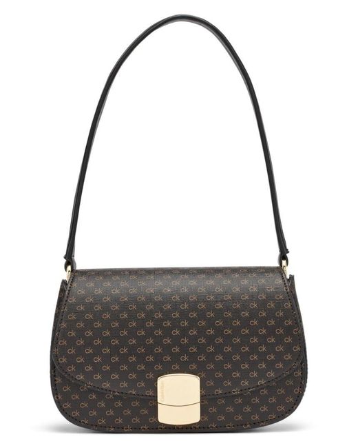 Calvin Klein Black Alina Flap Shoulder Bag