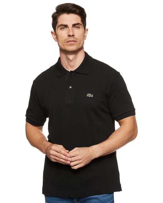 Lacoste Black S Short Sleeve L.12.12 Pique Polo Shirt for men