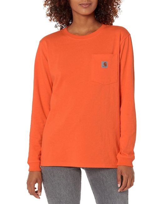 Carhartt Orange Loose Fit Heavyweight Long-sleeve Pocket T-shirt