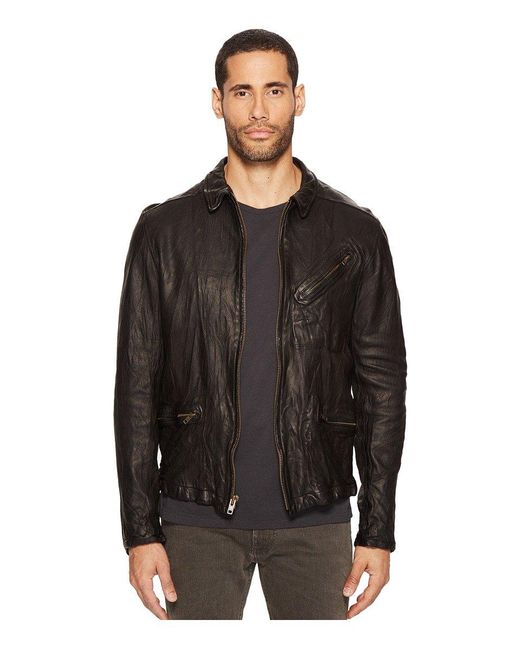 Billy Reid Black Leather Antique Brass Zip Blake Jacket for men