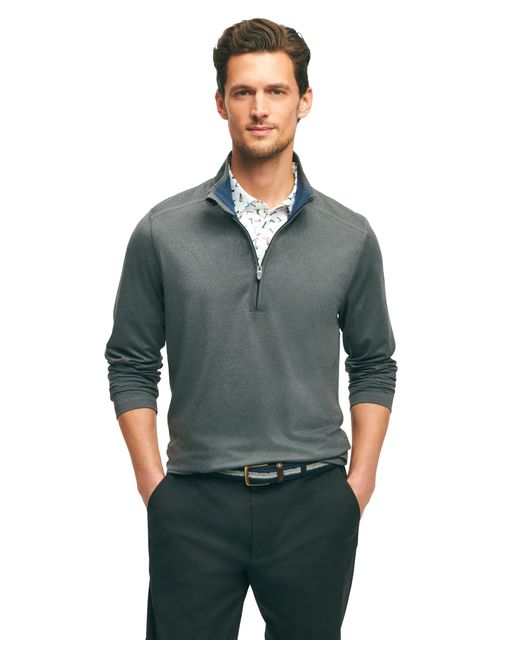 Brooks Brothers Green Regular Fit Performance Stretch Long Sleeve Golf Half-zip Sweater for men