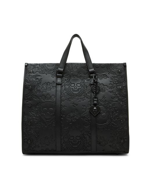 Betsey Johnson Black Xomattie 3-compartment Tote With Studs And Keychain