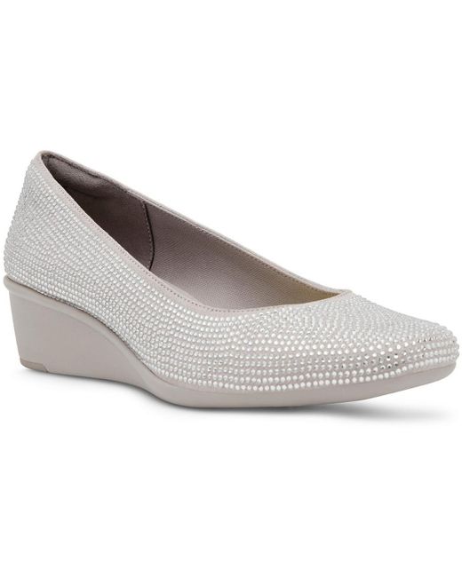 Anne Klein Gray Embellished Made Wedge Heels