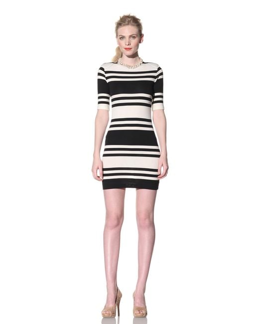 French Connection Red Jag Stripe 3/4 Sleeve Dress