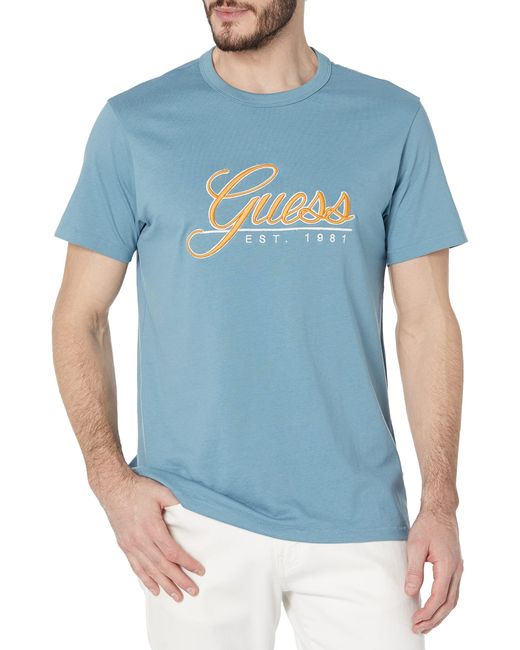 Guess Blue 3d Embroidered T-shirt