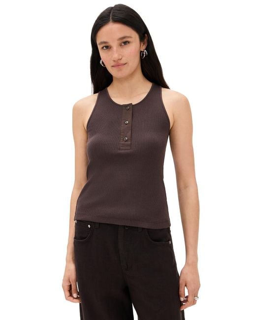 Vince Black Mixed Media Henley Top