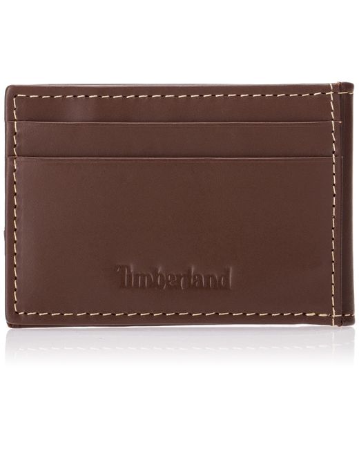 Timberland Brown Minimalist Front Pocket Slim Money Clip Wallet for men