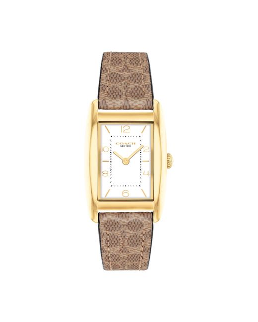 COACH White 2h Quartz Tank Watch With Crystal-set Link Bracelet - Water Resistant 3 Atm/30 Meters - Gift For Her - Premium Fashion Timepiece