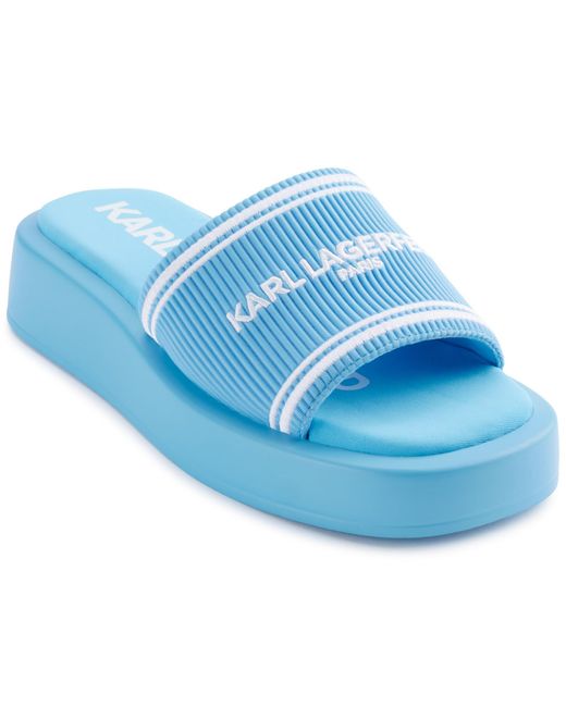 Karl Lagerfeld Blue Paris Ohare Platform Sandal With Logo Slide